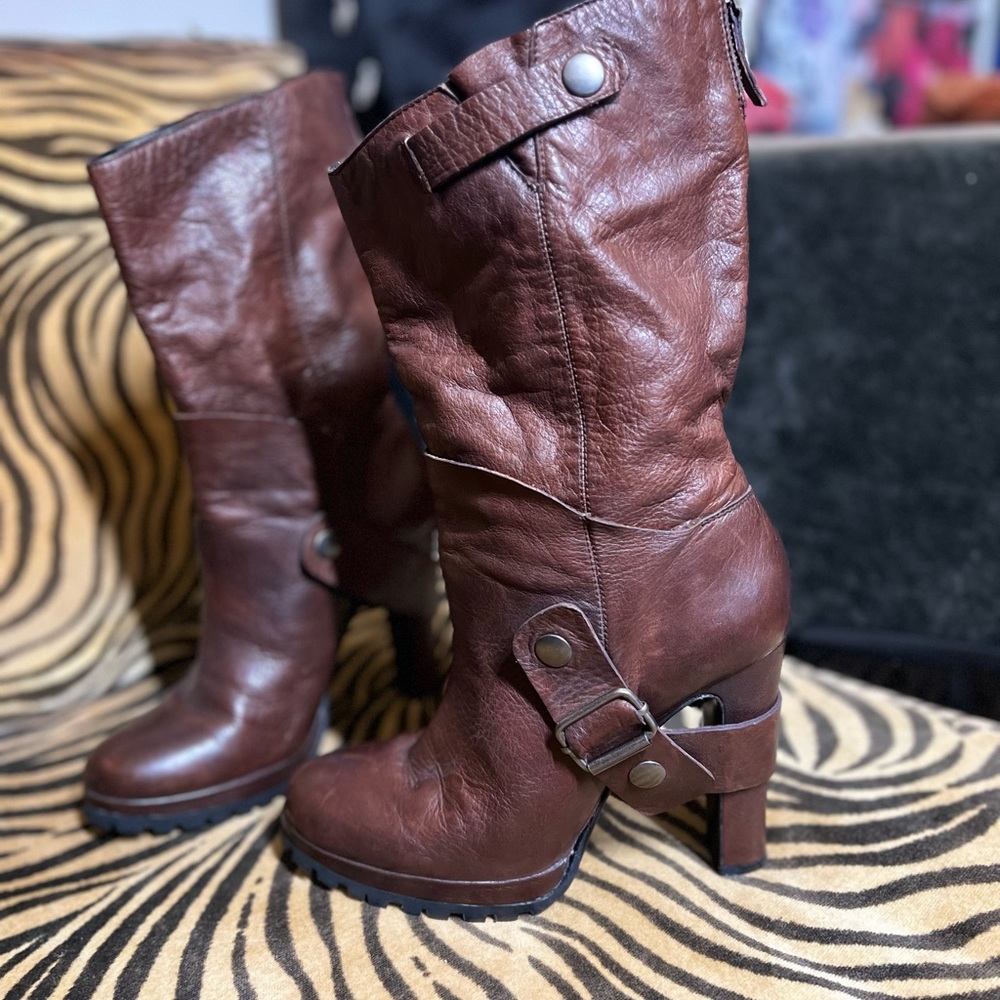 DOLCE VITA SOFT SLOUCHY LEATHER HIGH HEEL BOOTS SIZE 9